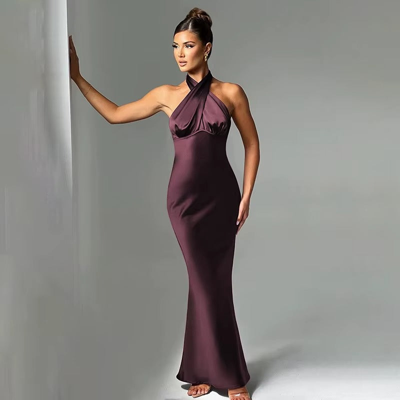 Deep Plum - Backless Evening Gown