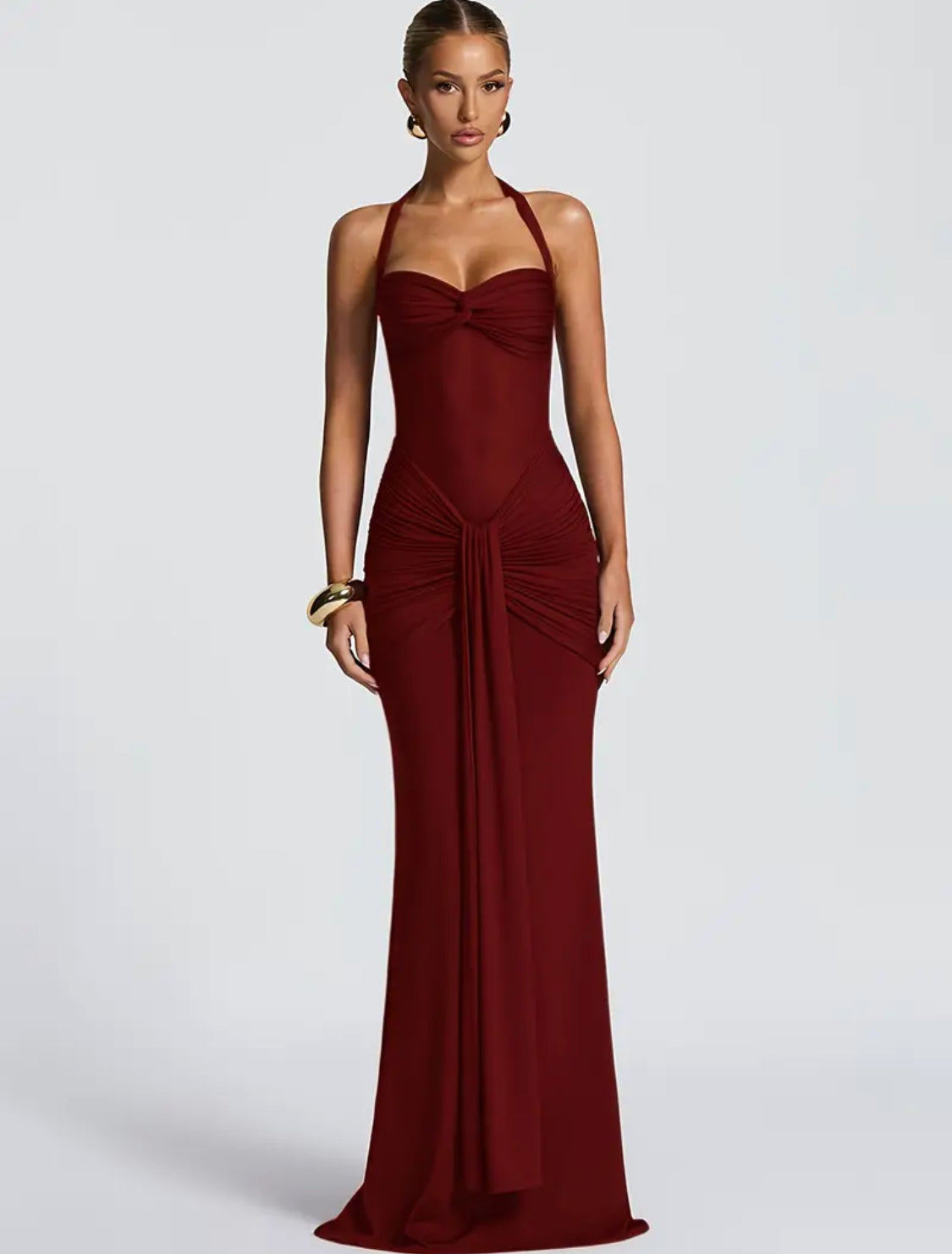 Starlight Glam – Ruched Bodycon Maxi Gown