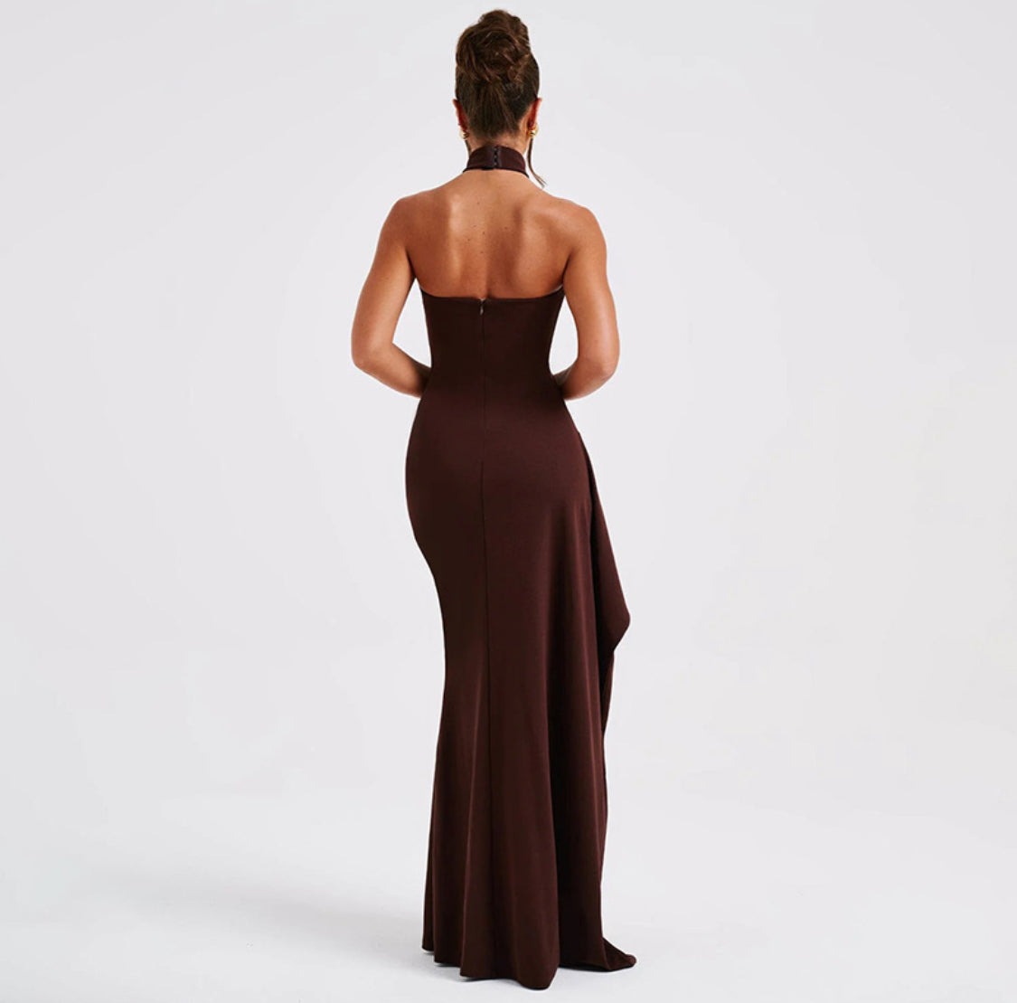 Choco Brown Off-Shoulder - Maxi Dress