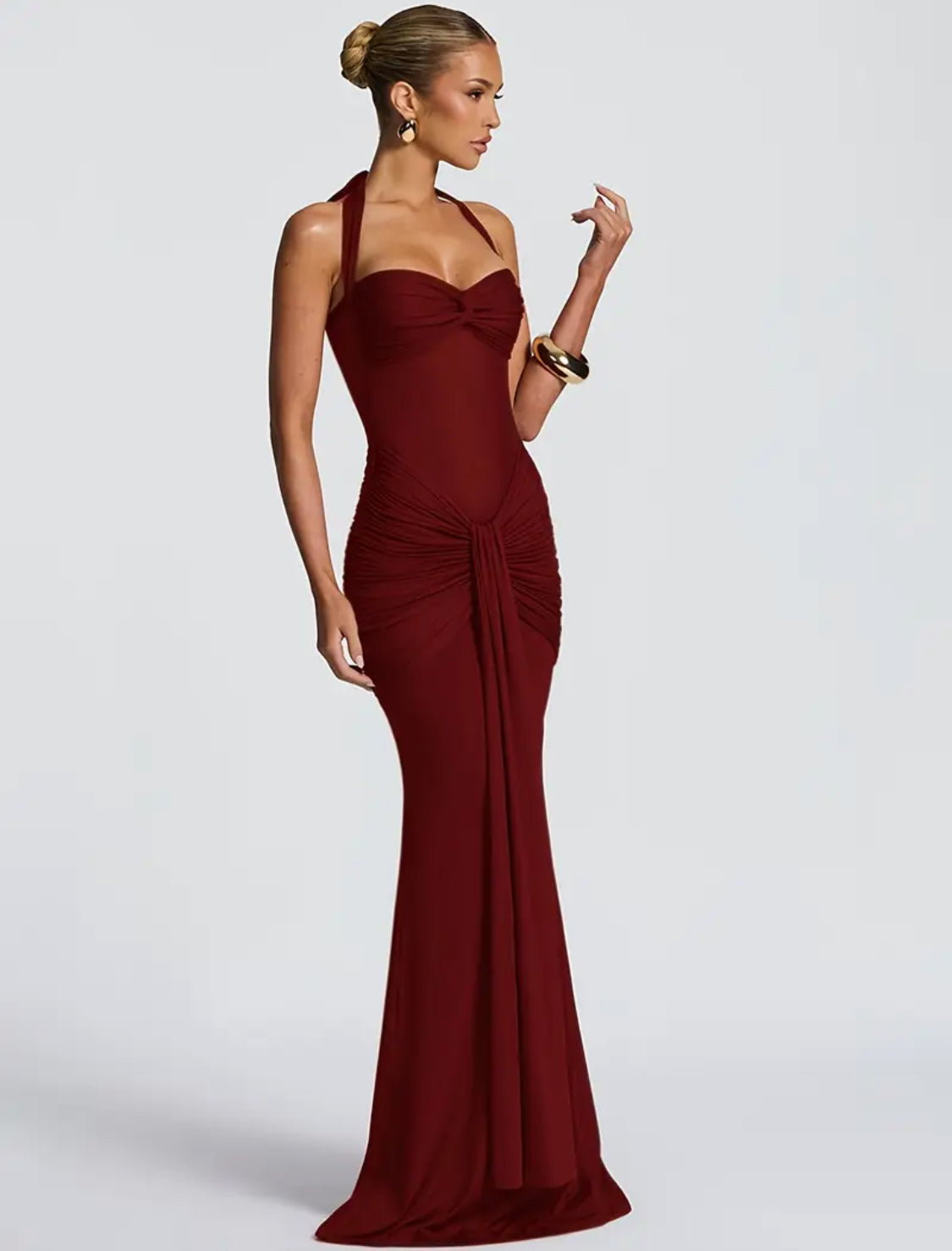 Starlight Glam – Ruched Bodycon Maxi Gown