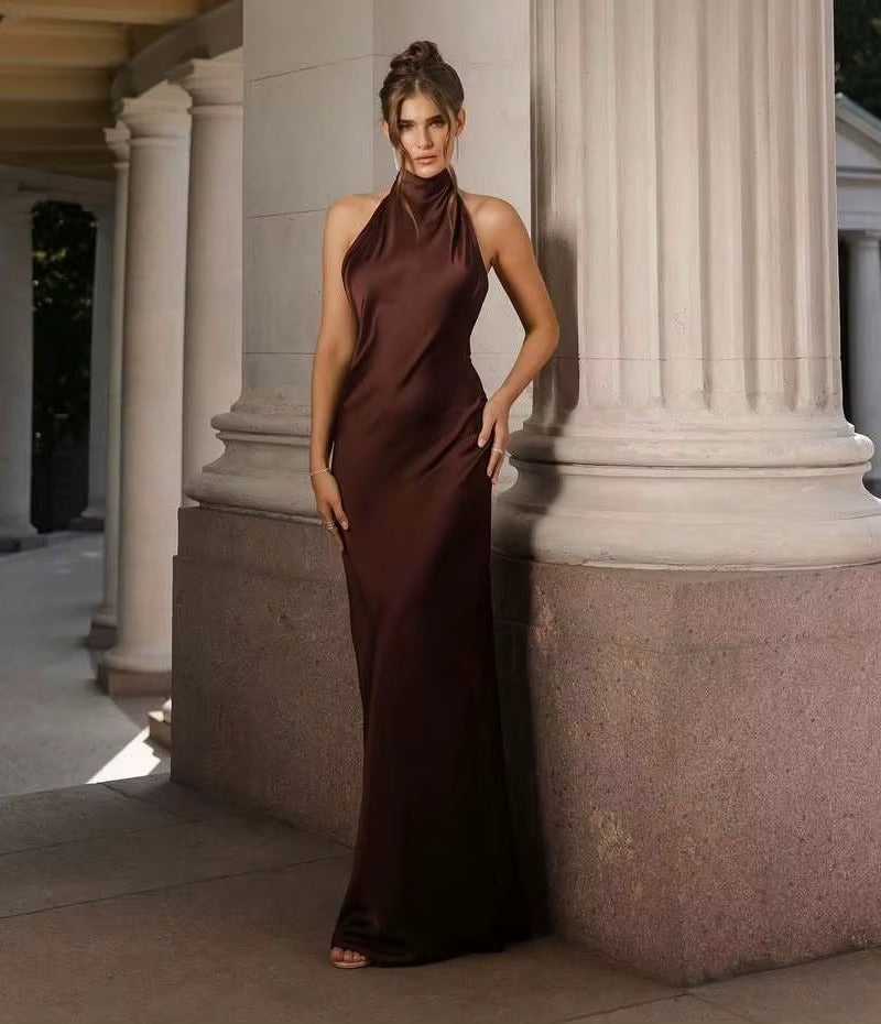 Mocha Luxe - Satin Dress