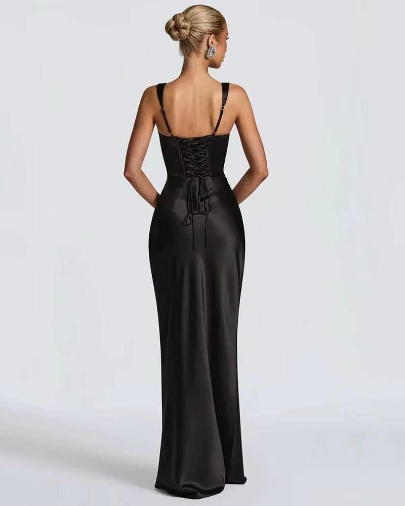 Noir Elegance - Satin Gown