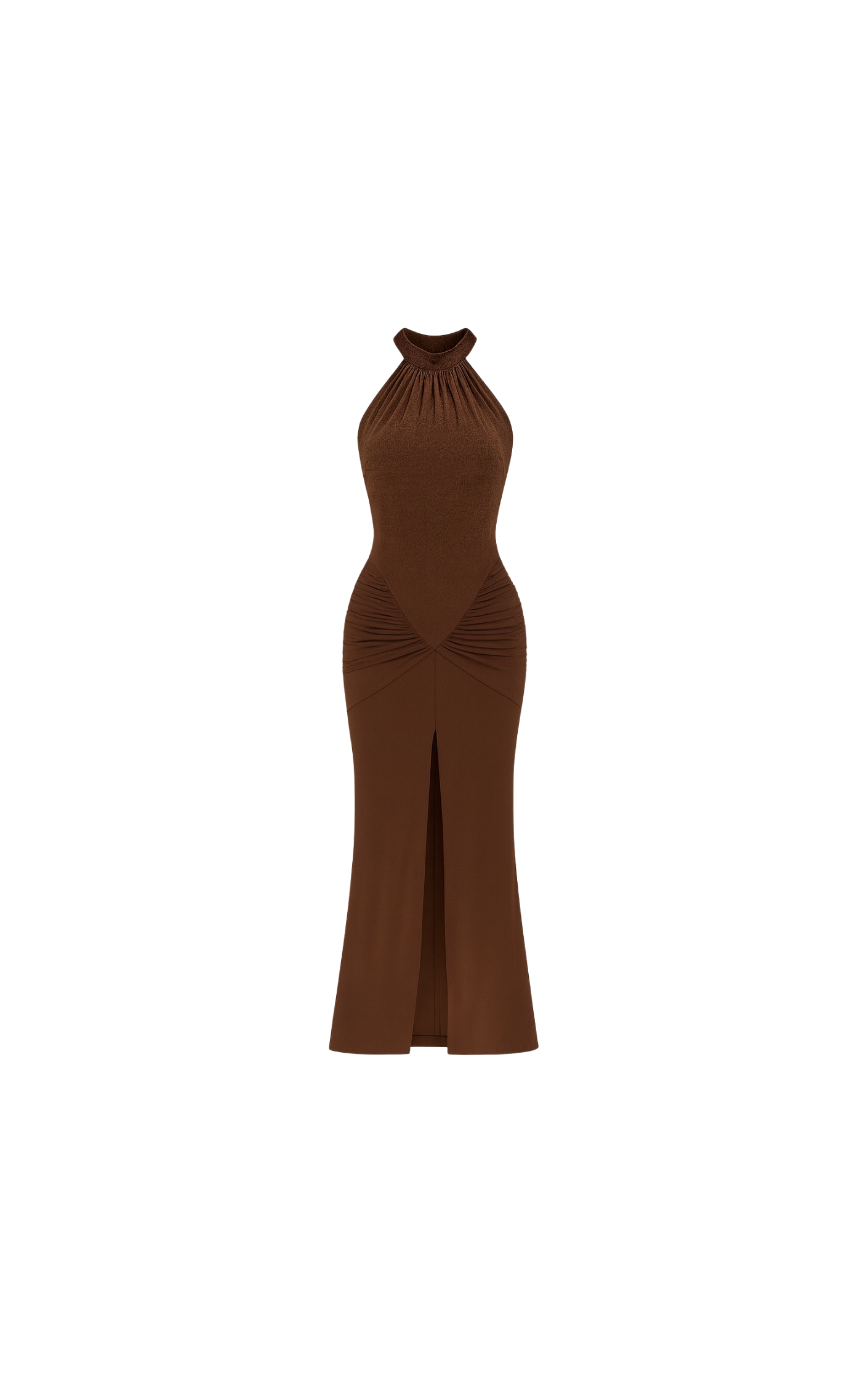 Mocha Brown - Sleeveless Evening Gown