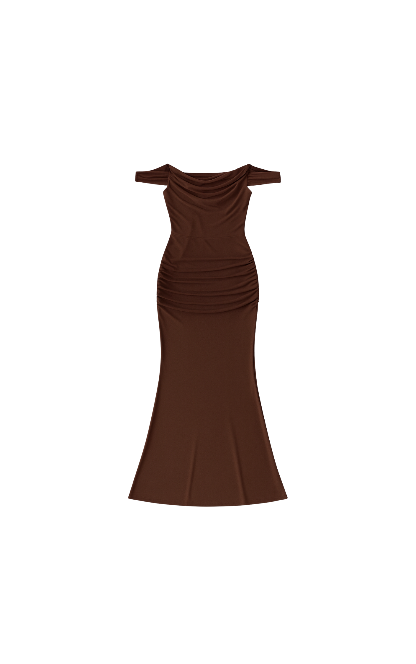 Hazelnut Grace - Off-Shoulder Maxi Dress