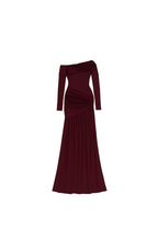 Classic Wine - Backless Skew Collar Dress