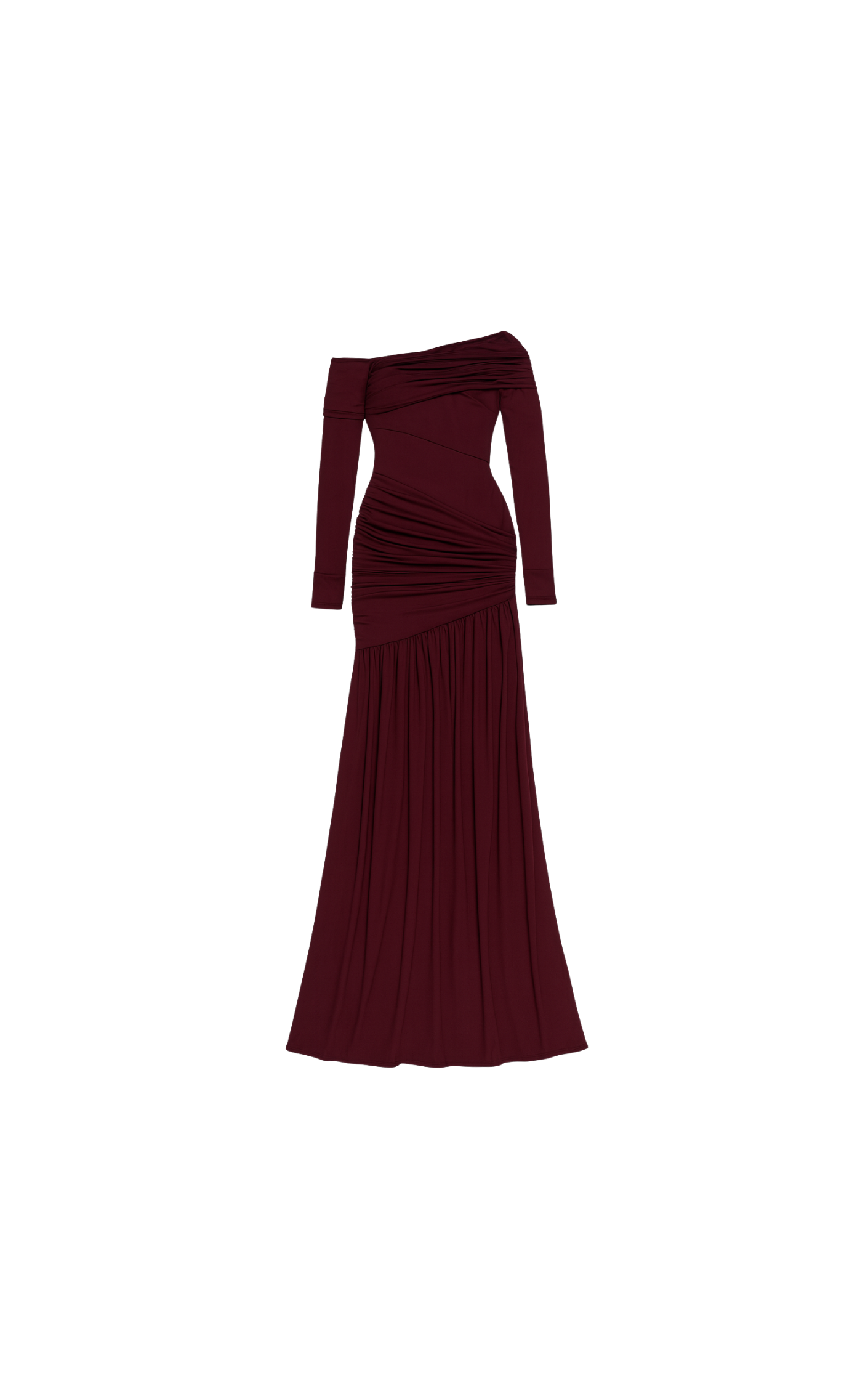 Classic Wine - Backless Skew Collar Dress