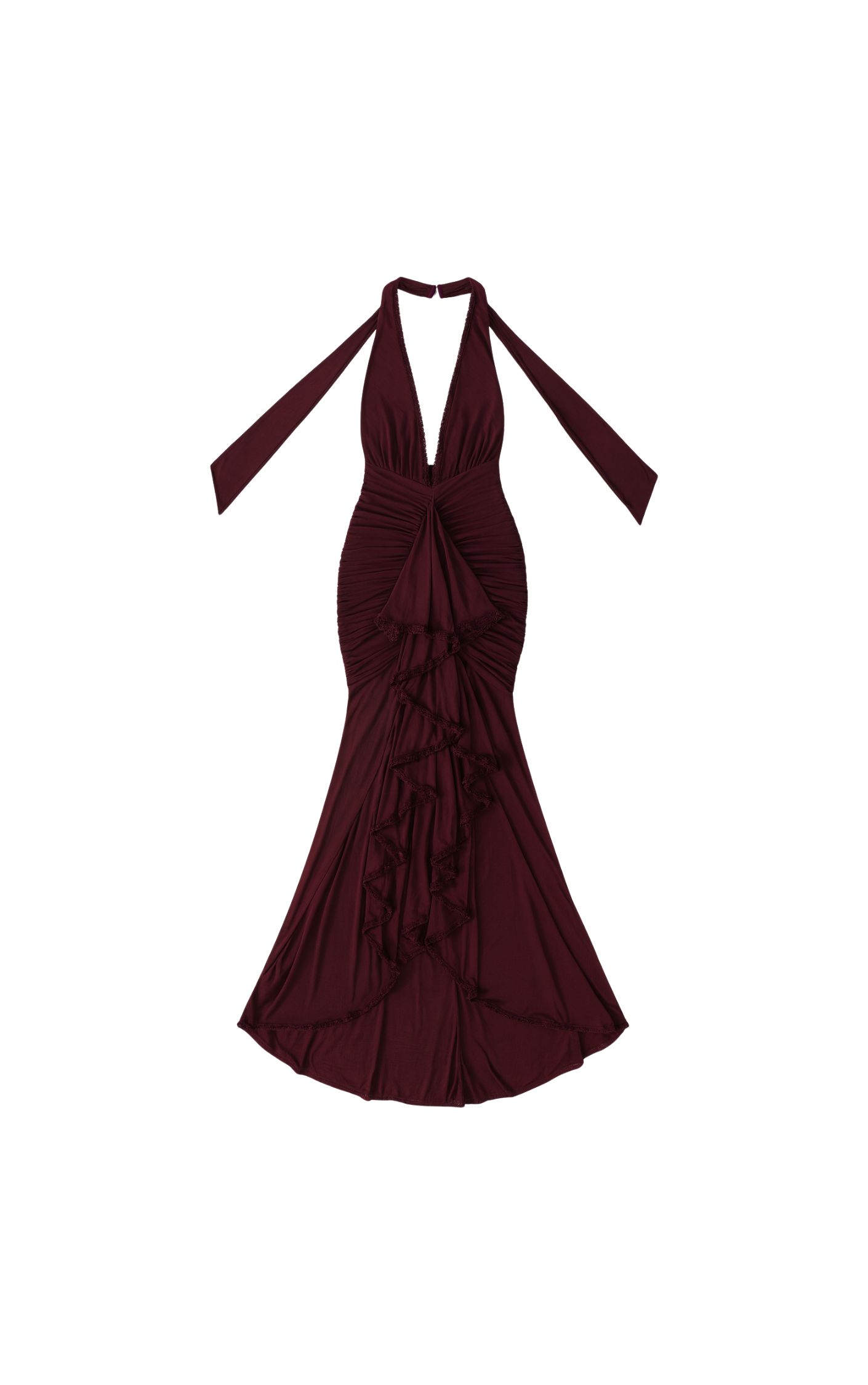 Midnight Burgundy - Halter Maxi Dress